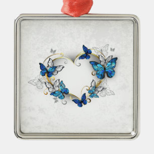 Adorno Metálico Corazón de joyas con mariposas Morfo