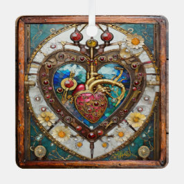 Adorno Metálico Corazón Mecánico Serie Steampunk Anatómico