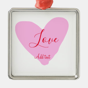 Adorno Metálico Corazón rosa amor feliz día de San Valentín texto