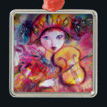 Adorno Metálico Corazón rosado de ARLECCHINO Y de COLOMBINA<br><div class="desc">Amor romántico entre Arlecchino y Colombina: Jugador colorido, caprichoso del violín, mujer rubia hermosa en trajes chispeantes emplumados. Pintura de la acuarela en rosa brillante, fucsia, verde, rojo, azul, colores amarillos y chispas del oro inspiradas de la comedia del arte (dell'arte de Commedia) y carnaval de Venecia. Es también un...</div>