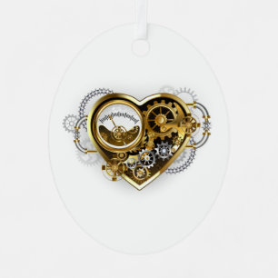 Adorno Metálico Corazón Steampunk con un Manómetro