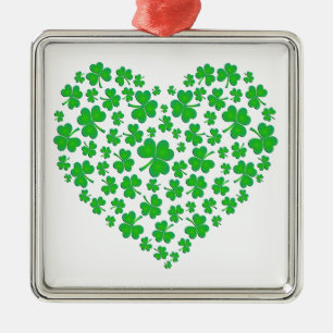 Adorno Metálico Corazón verde irlandés del trébol