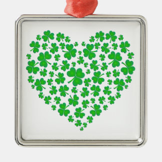 Adorno Metálico Corazón verde irlandés del trébol