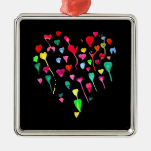 Adorno Metálico Corazones brillantes y coloridos arcoíris arte del