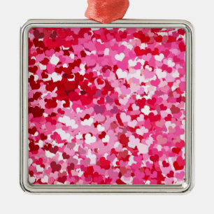 Adorno Metálico Corazones confetti rosadas