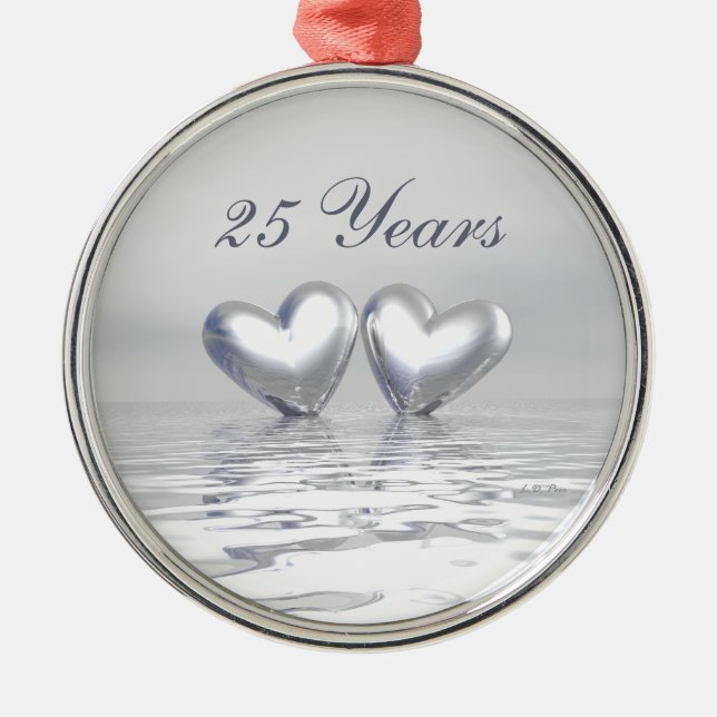 Adorno Metálico Corazones de aniversario de plata (Frente)