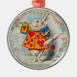 Adorno Metálico Corazones de Conejo Blanco Alice Clásico