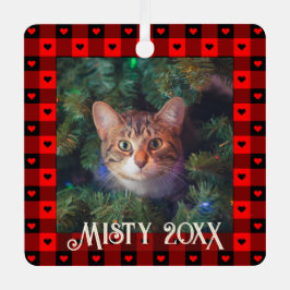 Adorno Metálico Corazones de Cuadrillé de Búfalo Adorables Gato Pe