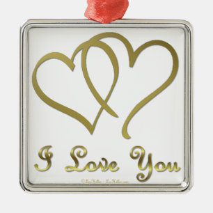 Adorno Metálico Corazones de oro entrelazados te amo