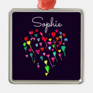Adorno Metálico Corazones llamativo nombre personalizado arte del