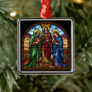 Adorno Metálico Corazones Sagrados Vidrio Pintado Navidad