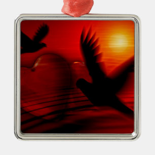 Adorno Metálico Corazones y Palomas