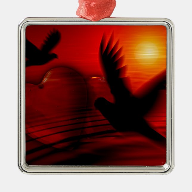 Adorno Metálico Corazones y palomas (Frente)