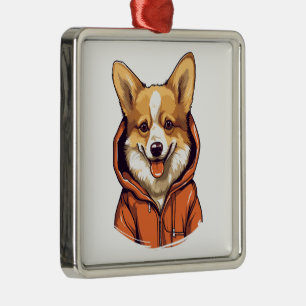 Adorno Metálico Corgi Divertido con Sudadera