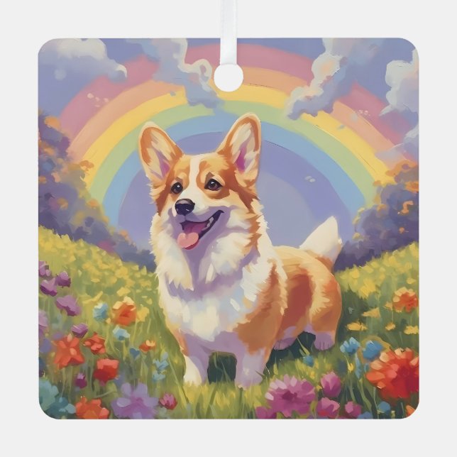 Adorno Metálico Corgi Memorial Personalizado Dog Nombre Puente Arc (Anverso)