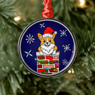 Adorno Metálico Corgi Navidades personalizados