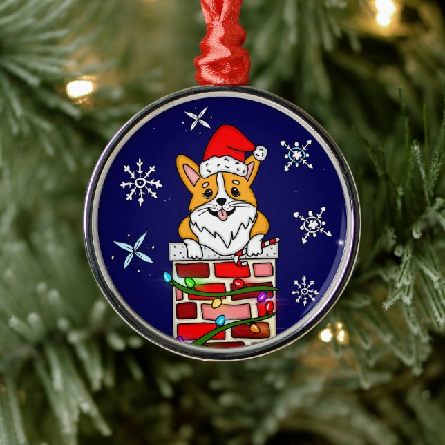 Adorno Metálico Corgi Navidades personalizados (Árbol)