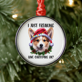 Adorno Metálico Corgi, Solo Me Encantan Los Navidades De Amor Ok, 