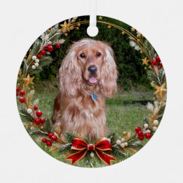 Adorno Metálico Corona de Navidad con Foto de Mascota Personalizad