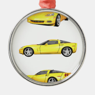 Adorno Metálico Corvette amarillo: