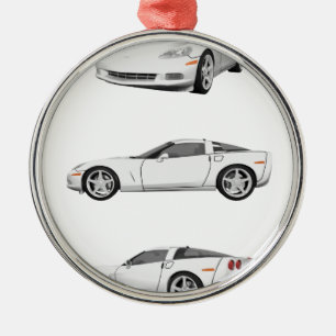 Adorno Metálico Corvette blanco: