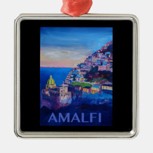 Adorno Metálico Costa retra Italia de Amalfi del poster