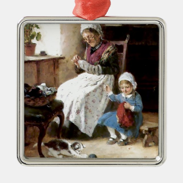 Adorno Metálico Costura de la abuela y de la nieta (Frente)