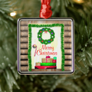 Adorno Metálico Country Merry Christmas Door