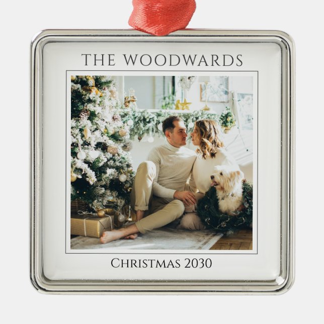Adorno Metálico Couple Christmas Photo Keepsake (Frente)