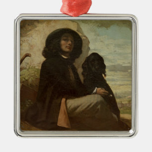 Adorno Metálico Courbet con su perro negro, 1842