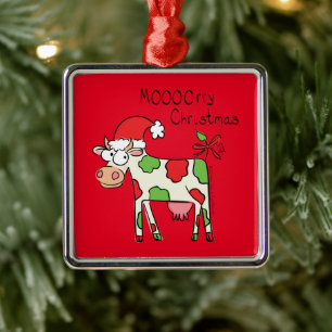 Adorno Metálico Cow Christmas Cute Kids