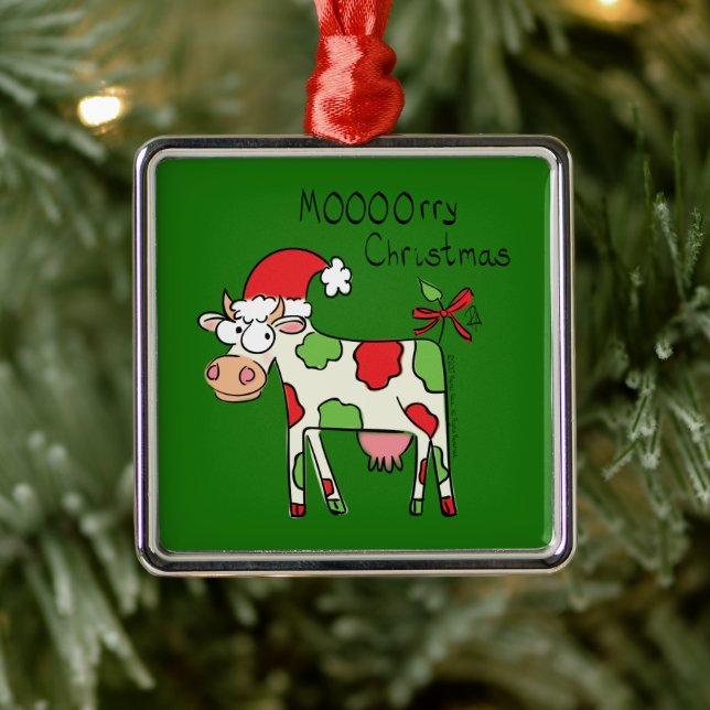 Adorno Metálico Cow Funny Cartoon Christmas Holiday (Árbol)
