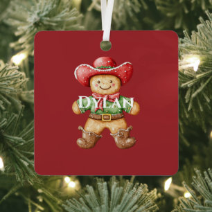 Adorno Metálico Cowboy verde rojo occidental boota a Navidades