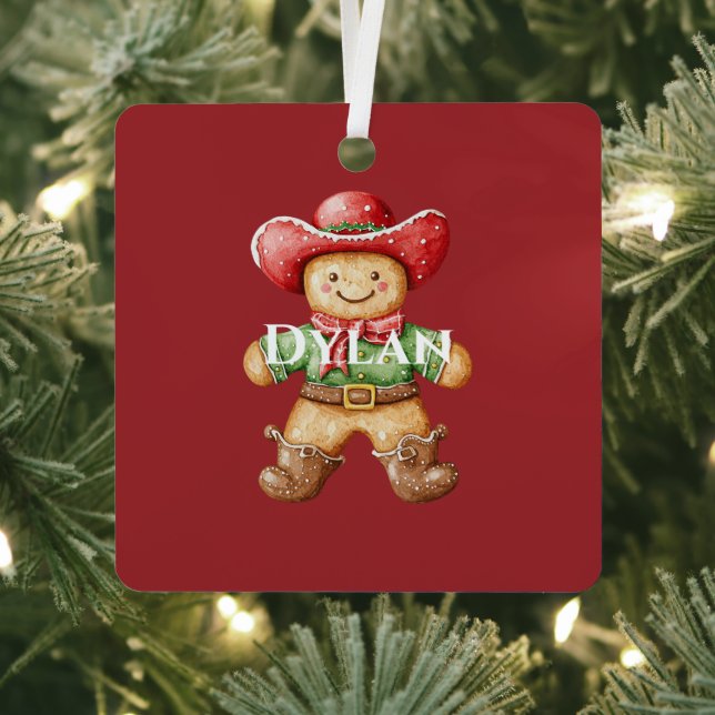 Adorno Metálico Cowboy verde rojo occidental boota a Navidades (in situ)