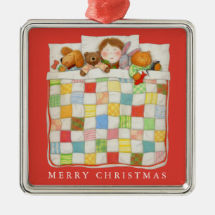 Adorno Metálico COZY QUILT Premium Square Ornament / Red