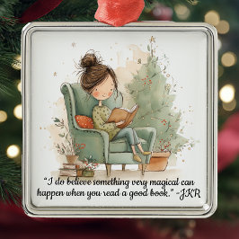 Adorno Metálico Cozy Reading Book Club Christmas