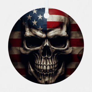 Adorno Metálico Cráneo de Bandera Americana