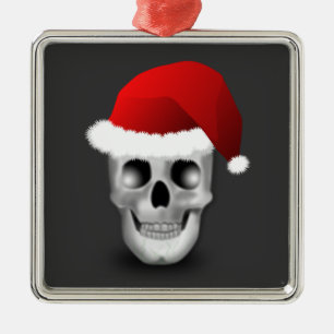Adorno Metálico Cráneo Papá Noel del gótico del navidad
