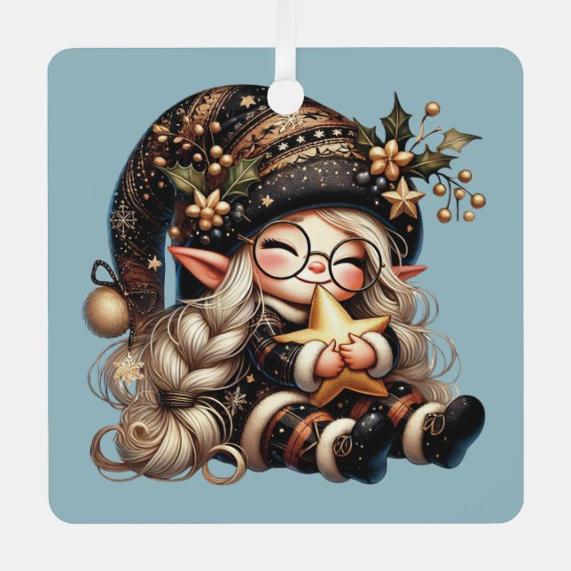 Adorno Metálico Crea tu propia estrella de gnome de Navidades mági (Anverso)