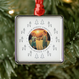 Adorno Metálico Crea tu propia foto de Navidad familiar nórdica