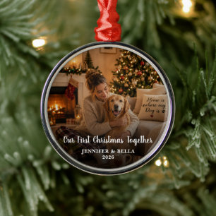 Adorno Metálico Crea tu propia foto de perro de la Primera Navidad