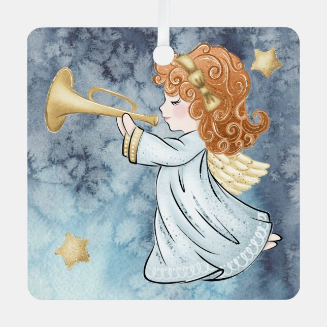 Adorno Metálico Crea tu propio Angel de Navidades Rojos Trumpeante (Anverso)