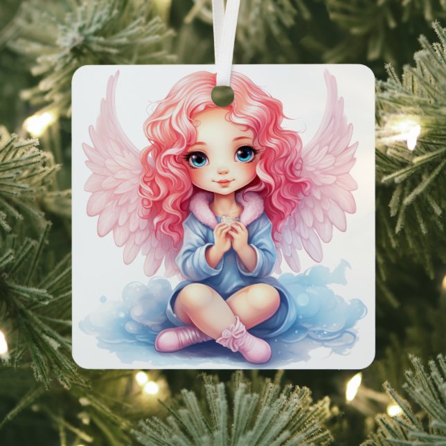 Adorno Metálico Crea tu propio Angel de Navidades rosas y azules (in situ)