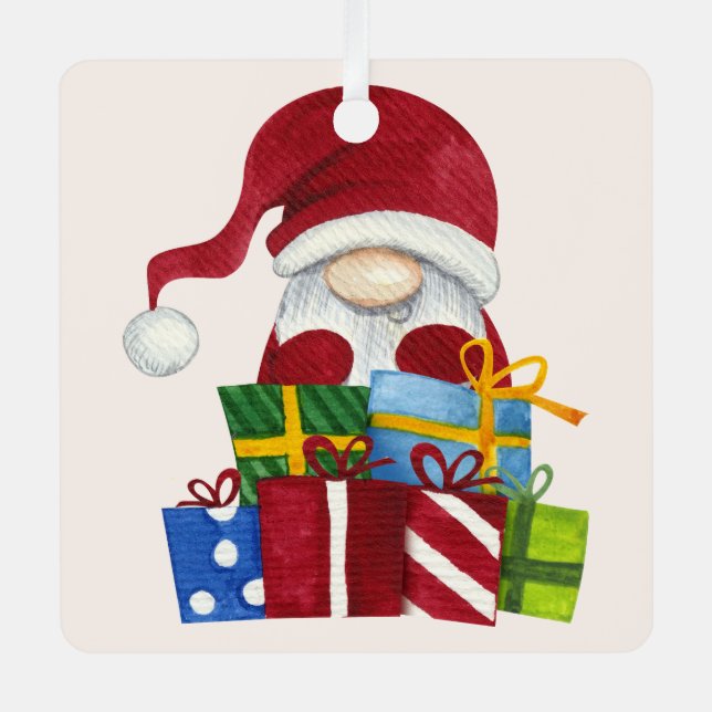 Adorno Metálico Crea tu propio Gnome de navidad y regalos (Anverso)