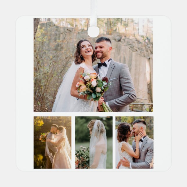Adorno Metálico Crear su propio Collage de 4 Bodas fotográficos (Anverso)