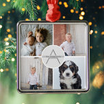 Adorno Metálico Crear su propio monograma de familia de 4 Collages<br><div class="desc">Crear su propia familia de 4 Collages de fotos Monograma Ornamento Metalizado</div>