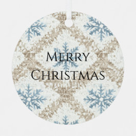 Adorno Metálico Crema azul Navidades Copos de nieve