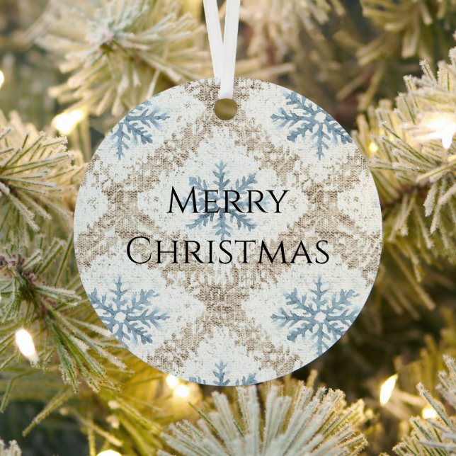 Adorno Metálico Crema azul Navidades Copos de nieve (in situ)