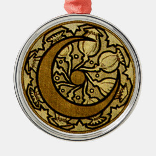 Adorno Metálico Crescent Moon Mucha Zodiac