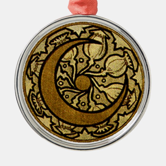 Adorno Metálico Crescent Moon Mucha Zodiac (Frente)